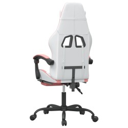 Chaise de jeu pivotante et repose-pied Blanc et rose Similicuir 