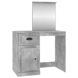 Coiffeuse et miroir gris béton 90x50x132,5 cm bois d'ingénierie 