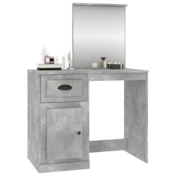 Coiffeuse et miroir gris béton 90x50x132,5 cm bois d'ingénierie 