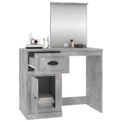 Coiffeuse et miroir gris béton 90x50x132,5 cm bois d'ingénierie 