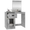 Coiffeuse et miroir gris béton 90x50x132,5 cm bois d'ingénierie 