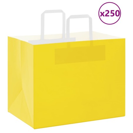 Sacs en papier 250 pcs avec poignées jaune 32x22x24 cm 