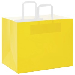 Sacs en papier 250 pcs avec poignées jaune 32x22x24 cm 