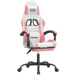 Chaise de jeu avec repose-pied Blanc et rose Similicuir 