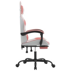 Chaise de jeu avec repose-pied Blanc et rose Similicuir 