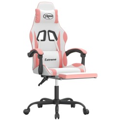Chaise de jeu avec repose-pied Blanc et rose Similicuir 