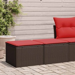 Salon de jardin avec coussins 2pcs marron résine tressée acacia 