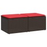 Salon de jardin avec coussins 2pcs marron résine tressée acacia 