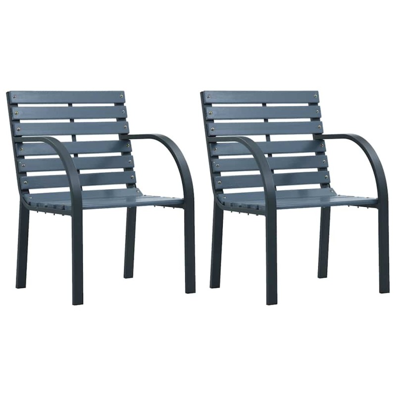 Chaises de jardin lot de 2 sapin massif acier enduit de poudre 