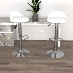 Tabourets de bar lot de 2 blanc similicuir 