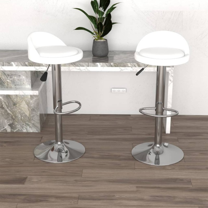 Tabourets de bar lot de 2 blanc similicuir Tabourets de bar lot de 2 blanc similicuir