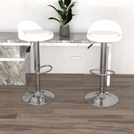 Tabourets de bar lot de 2 blanc similicuir 