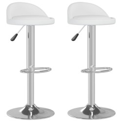 Tabourets de bar lot de 2 blanc similicuir 