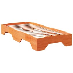 Cadre de lit sans matelas empilable cire marron 75x190 cm 