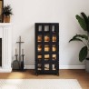 Porte-bûches avec roulettes noir 40x49x110 cm bois massif pin 