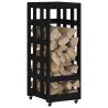 Porte-bûches avec roulettes noir 40x49x110 cm bois massif pin 