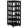 Porte-bûches avec roulettes noir 40x49x110 cm bois massif pin 
