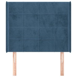 Tête de lit avec oreilles Bleu foncé 103x16x118/128 cm Velours 