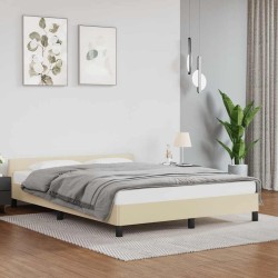 Cadre de lit avec tête de lit sans matelas crème 140x190 cm 