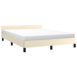 Cadre de lit avec tête de lit sans matelas crème 140x190 cm 