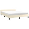 Cadre de lit avec tête de lit sans matelas crème 140x190 cm 