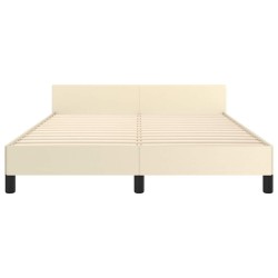 Cadre de lit avec tête de lit sans matelas crème 140x190 cm 