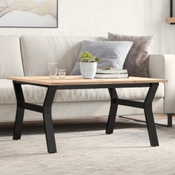 Table basse cadre en Y 90x90x45 cm bois de pin massif et acier 