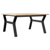 Table basse cadre en Y 90x90x45 cm bois de pin massif et acier 