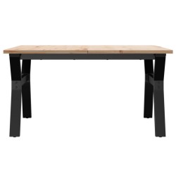 Table basse cadre en Y 90x90x45 cm bois de pin massif et acier 