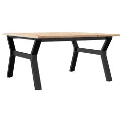 Table basse cadre en Y 90x90x45 cm bois de pin massif et acier 