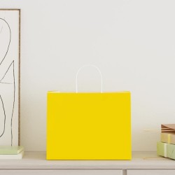 Sacs en papier 250 pcs avec poignées jaune 32x22x24 cm 