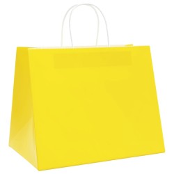 Sacs en papier 250 pcs avec poignées jaune 32x22x24 cm 