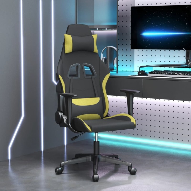 Chaise de jeu Noir et vert clair Tissu 