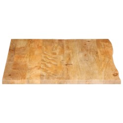 Dessus de table à bord vivant 90x80x3,8 cm bois massif manguier 