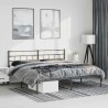 Cadre de lit métal sans matelas avec tête de lit noir 193x203cm 