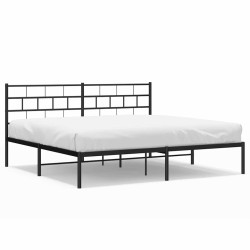 Cadre de lit métal sans matelas avec tête de lit noir 193x203cm 