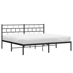 Cadre de lit métal sans matelas avec tête de lit noir 193x203cm 