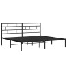 Cadre de lit métal sans matelas avec tête de lit noir 193x203cm 