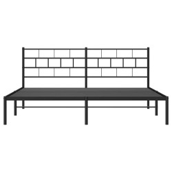 Cadre de lit métal sans matelas avec tête de lit noir 193x203cm 