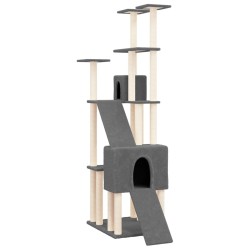 Arbre à chat avec griffoirs en sisal Gris foncé 190 cm 