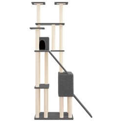Arbre à chat avec griffoirs en sisal Gris foncé 190 cm 