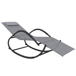 Chaise longue à bascule gris acier et textilène 
