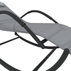 Chaise longue à bascule gris acier et textilène 