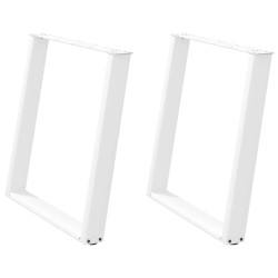 Pieds de table à manger en U 2 pièces Blanc 70 x (72-73) cm Acier 
