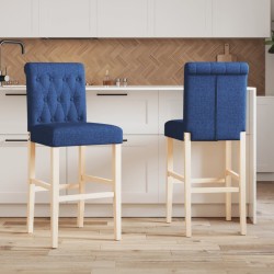 Chaises de bar lot de 2 bois massif d'hévéa et tissu 