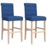 Chaises de bar lot de 2 bois massif d'hévéa et tissu 