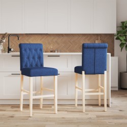Chaises de bar lot de 2 bois massif d'hévéa et tissu 