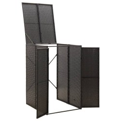 Abri pour poubelle Noir 70x80x117 cm Résine tressée 