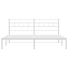 Cadre de lit métal sans matelas et tête de lit blanc 193x203 cm 
