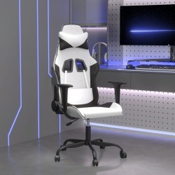 Chaise de jeu de massage Blanc et noir Similicuir 